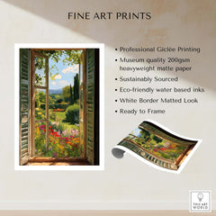 Matisse Open Window Art Print | Vibrant Flower Garden Landscape Poster in Style of Matisse with floral scenery and Giclée printing.