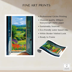 Matisse Open Window English Garden Print | Red Poppies and Green Shutters Wall Decor showcasing a scenic view through open shutters.