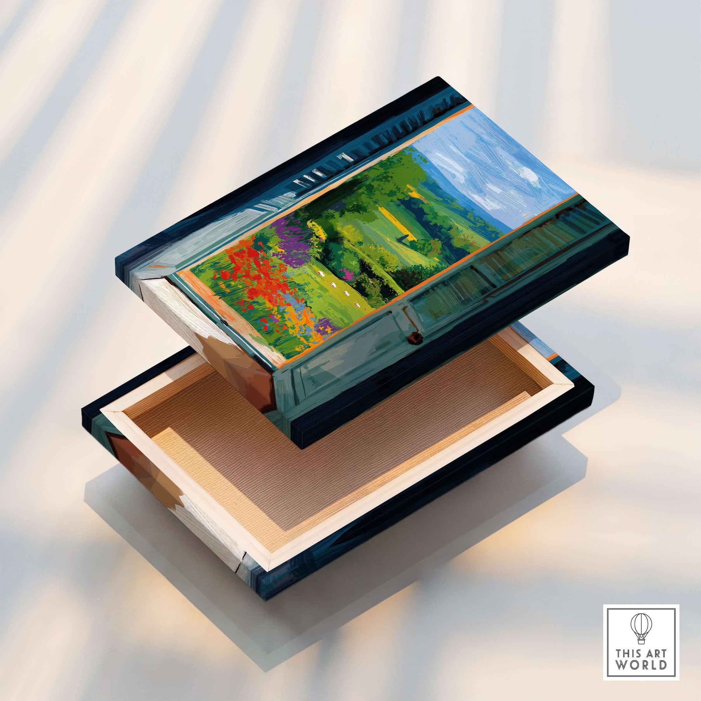 Matisse Open Window English Garden Print | Red Poppies and Green Shutters Wall Decor on a decorative box.