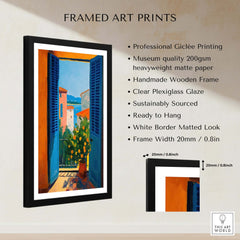 Matisse Open Window with Orange Tree Art Print | Blue Shutters Sea View Poster framed with professional giclée quality.