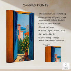 Matisse Open Window with Orange Tree Art Print | Blue Shutters Sea View Poster features vibrant colors and professional giclée printing.