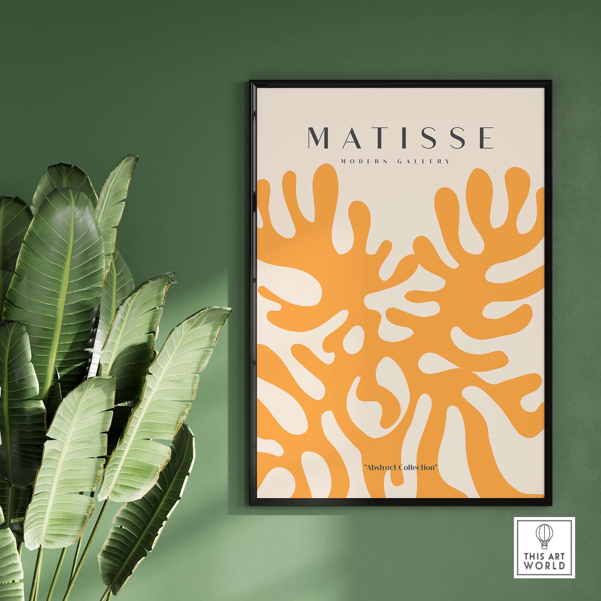 Matisse Art Prints - Orange Abstract Coral Pattern Poster featuring a bold coral design against a beige background.