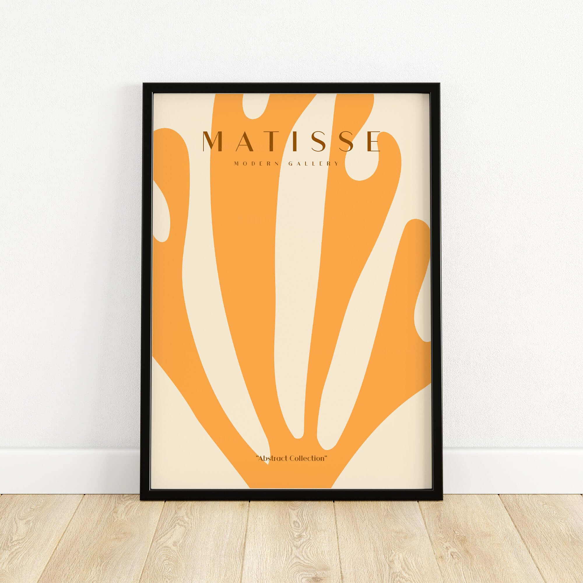 Matisse Art Prints -  Orange Fan Coral Abstract Shape Poster featuring vibrant orange design against soft beige background.