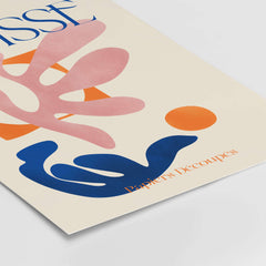 Matisse Papiers Découpés Pink Blue Abstract Art Print featuring abstract shapes in pink and blue on a neutral background.