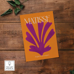 Matisse Papiers Découpés Purple Cut Out on Orange Background Abstract Art Print