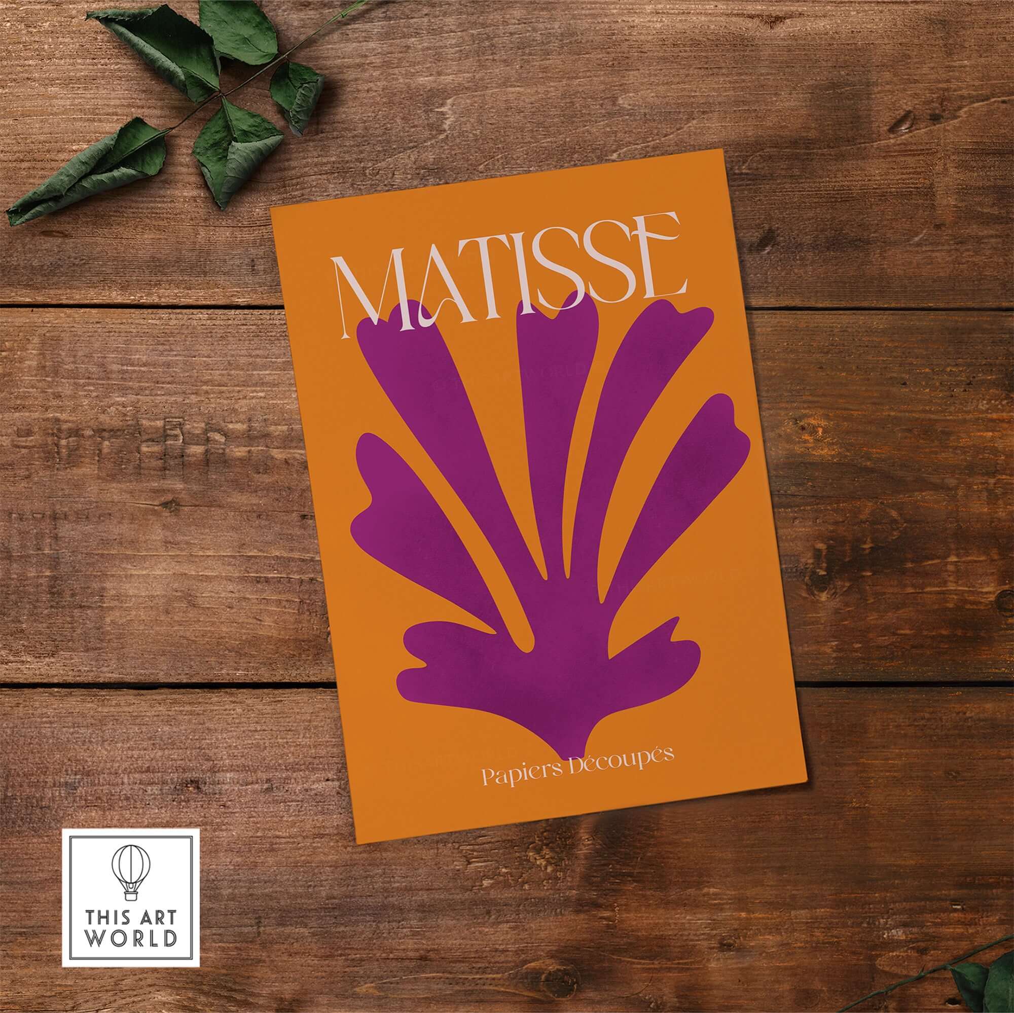 Matisse Papiers Découpés Purple Cut Out on Orange Background Abstract Art Print