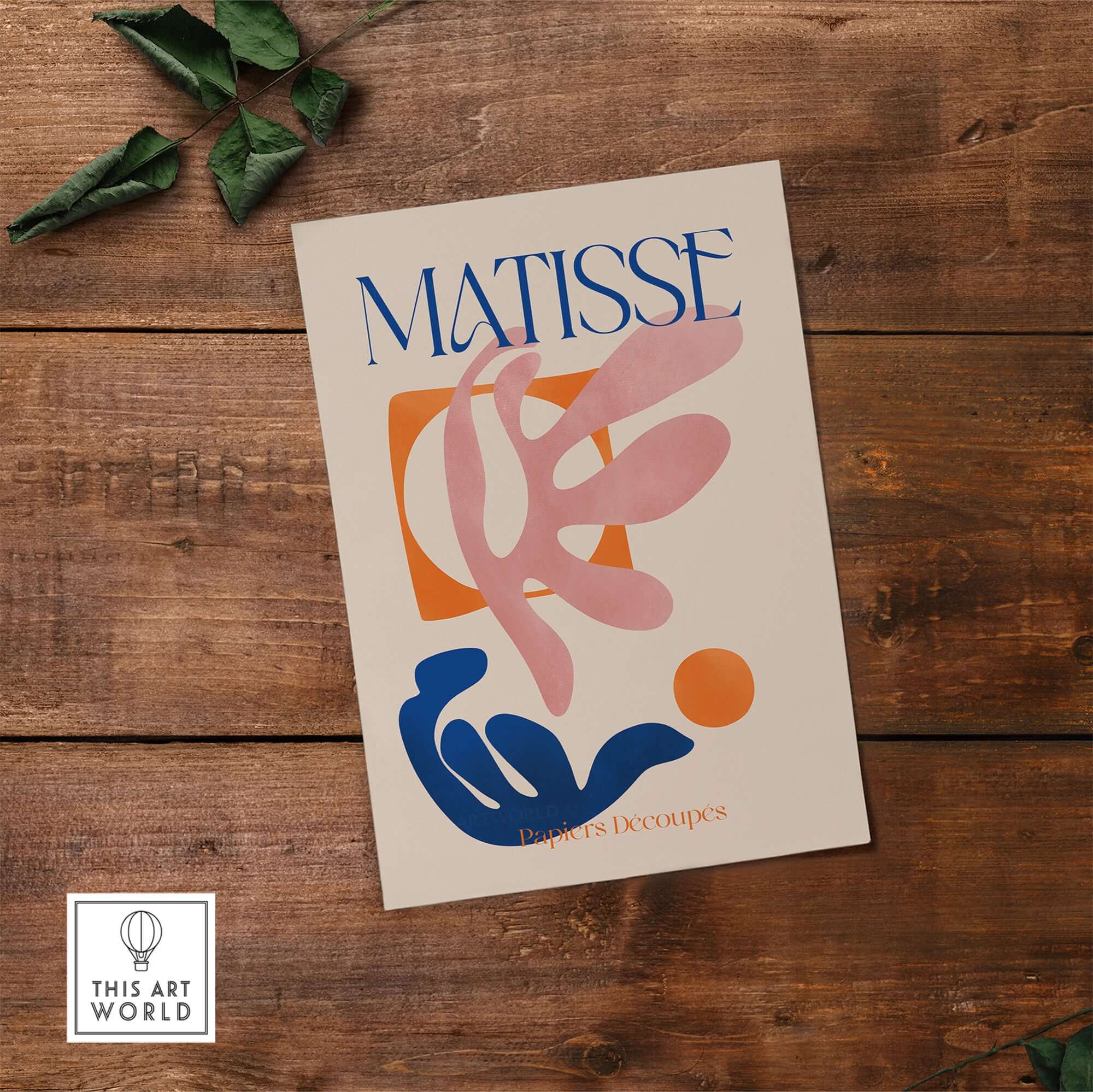Matisse Papiers Découpés Pink Blue Abstract Art Print featuring dynamic shapes on a neutral background.