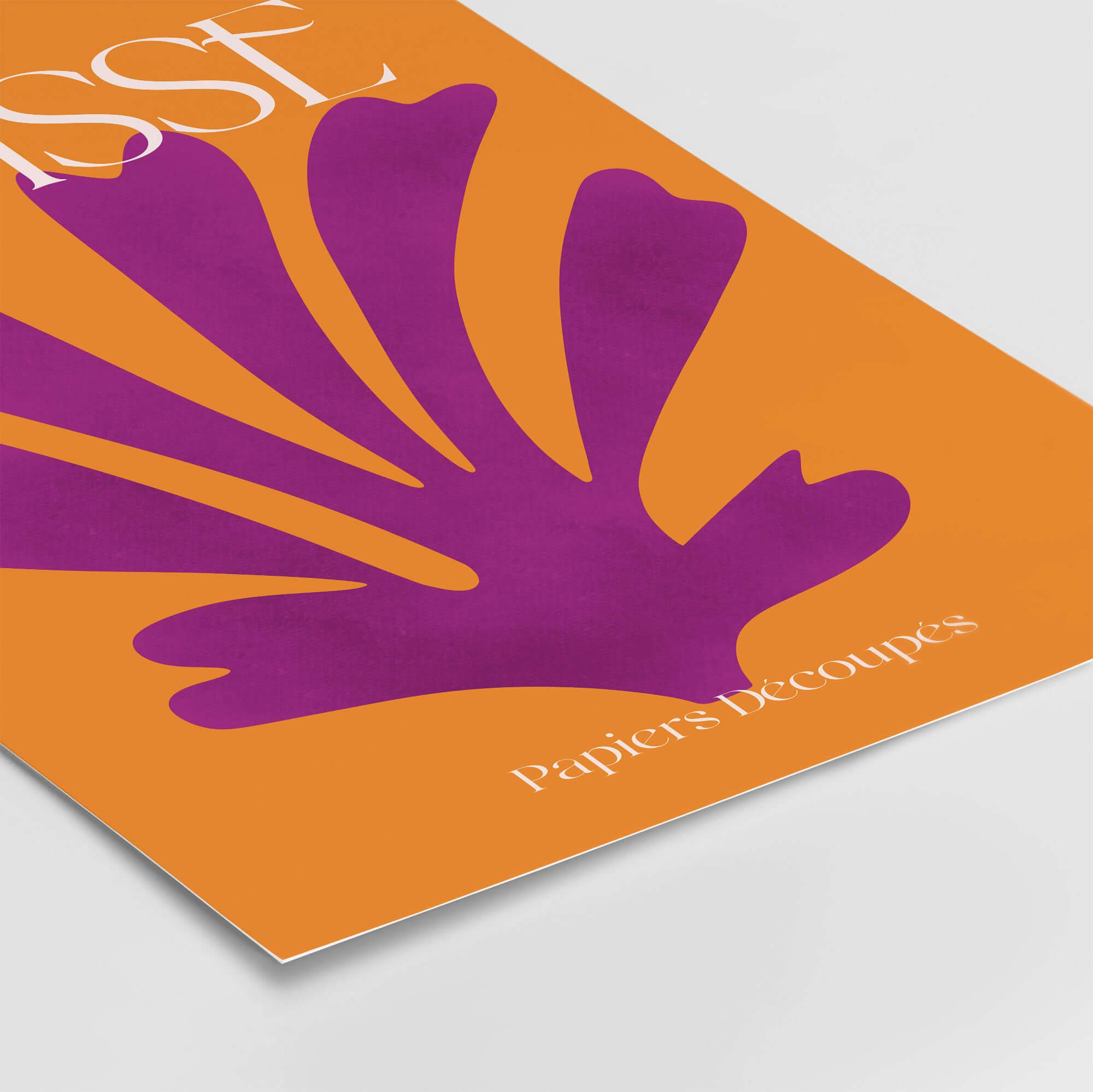 Matisse Papiers Découpés Purple Cut Out on Orange Background Abstract Art Print featuring bold shapes