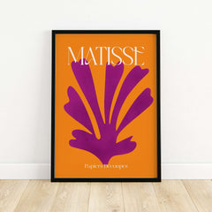 Matisse Papiers Découpés Purple Cut Out on Orange Background Abstract Art Print
