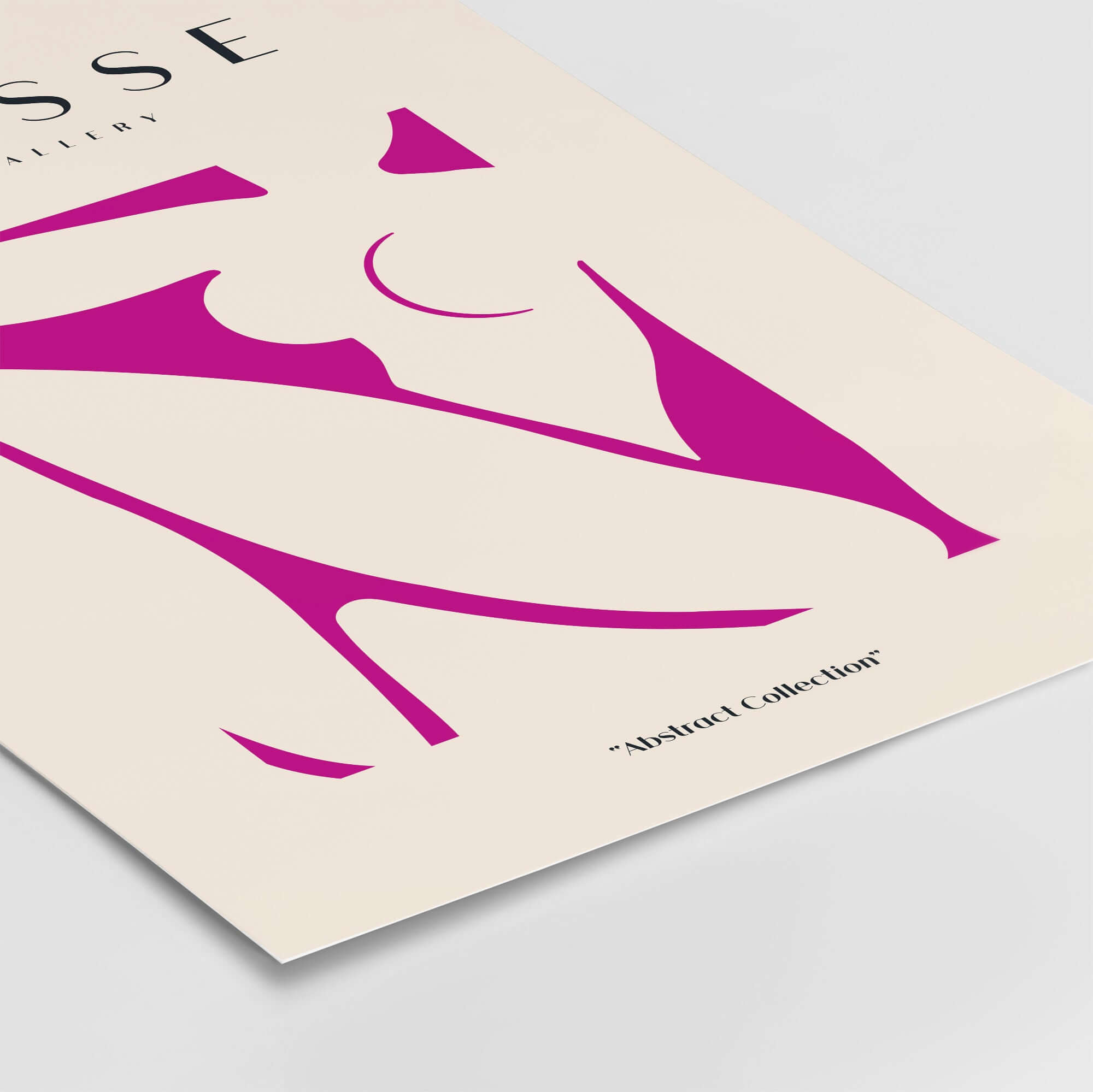 Matisse Art Prints - Pink Abstract Nude Figure Art Print showcasing abstract nude figure in vibrant magenta on beige.