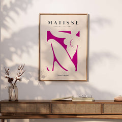 Matisse Art Prints - Pink Abstract Nude Figure Art Print displayed on a wall with modern decor.