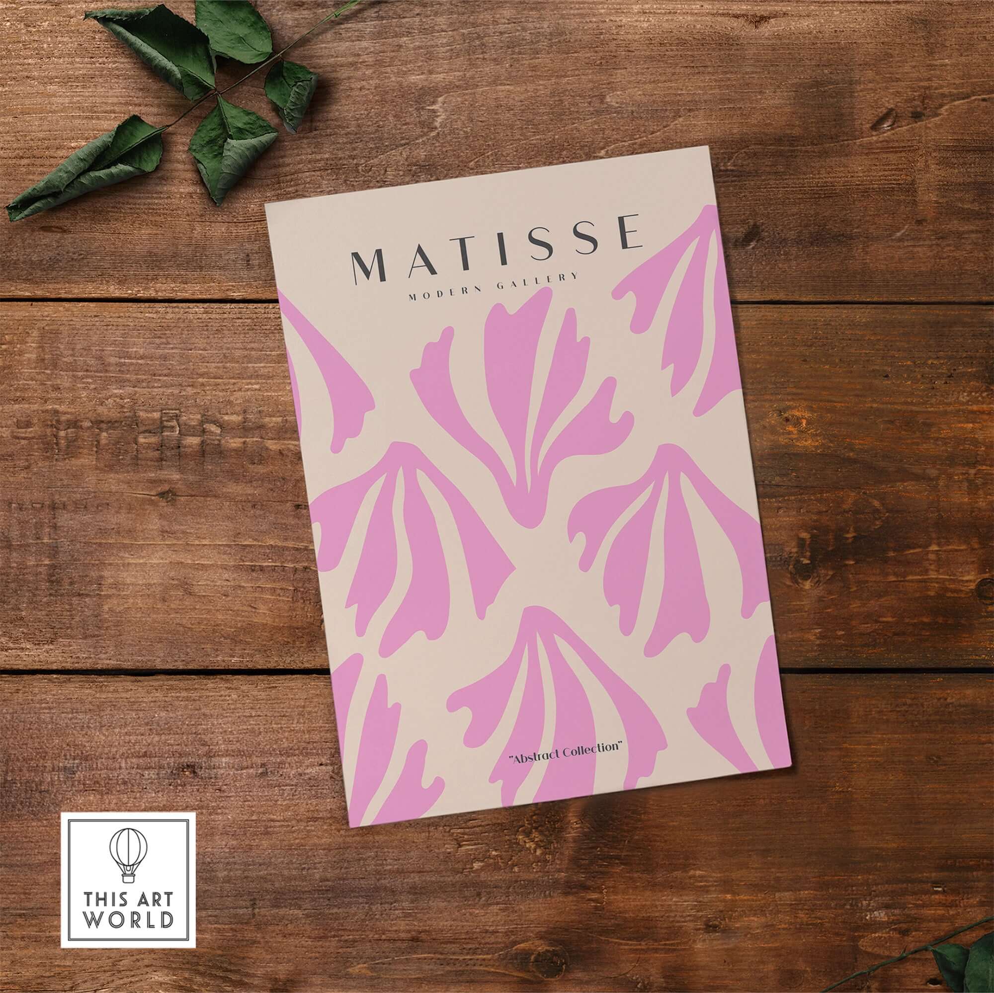 Matisse Art Prints - Pink Abstract Shapes Pattern Poster featuring pink organic shapes on a beige background.