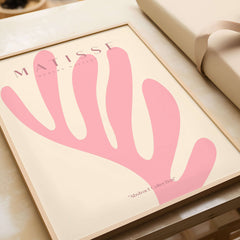 Matisse Art Prints - Pink Coral Leaf Abstract Botanical Poster featuring a soft coral pink abstract leaf design.