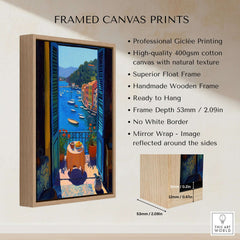 Matisse Portofino Balcony Art Print | Italian Harbour Village Poster framed canvas print with description and dimensions.