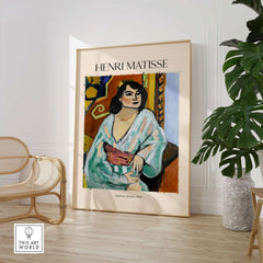 Matisse Poster - Algerian Woman 1909 Fauvist Wall Art Print featuring a seated figure in vibrant colors.
