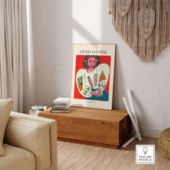 Matisse Poster - La Blouse Roumaine 1940 Famous Art Print displayed in a stylish living room setting.