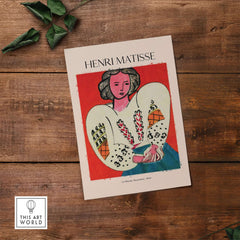 Matisse Poster - La Blouse Roumaine 1940 Famous Art Print featuring a woman in a traditional blouse with bold colors.