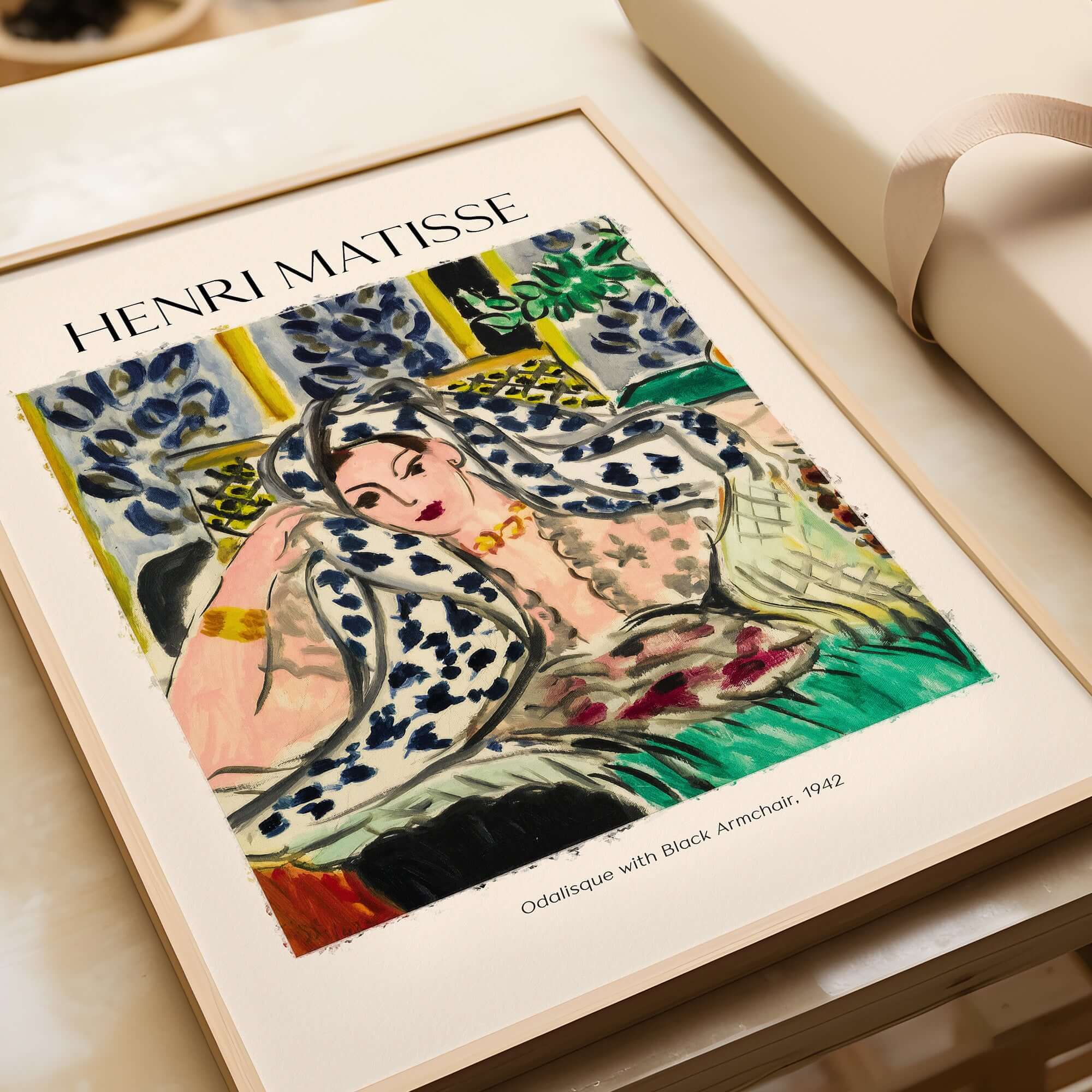 Matisse Poster - Odalisque with Black Armchair 1942 Art Print featuring vibrant colors and intricate patterns.