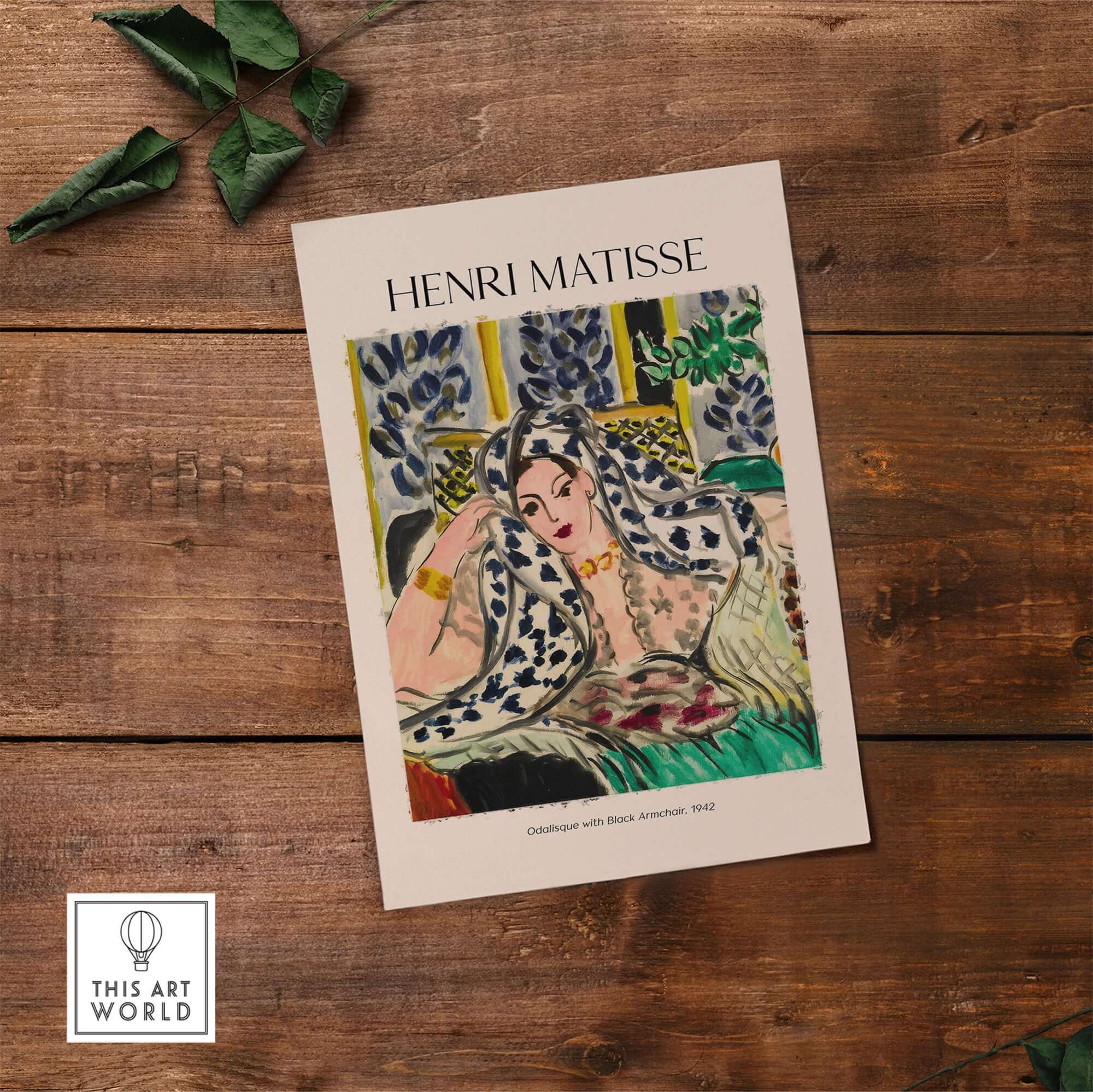 Matisse Poster  - Odalisque with Black Armchair 1942 Art Print featuring vibrant colors and decorative patterns.