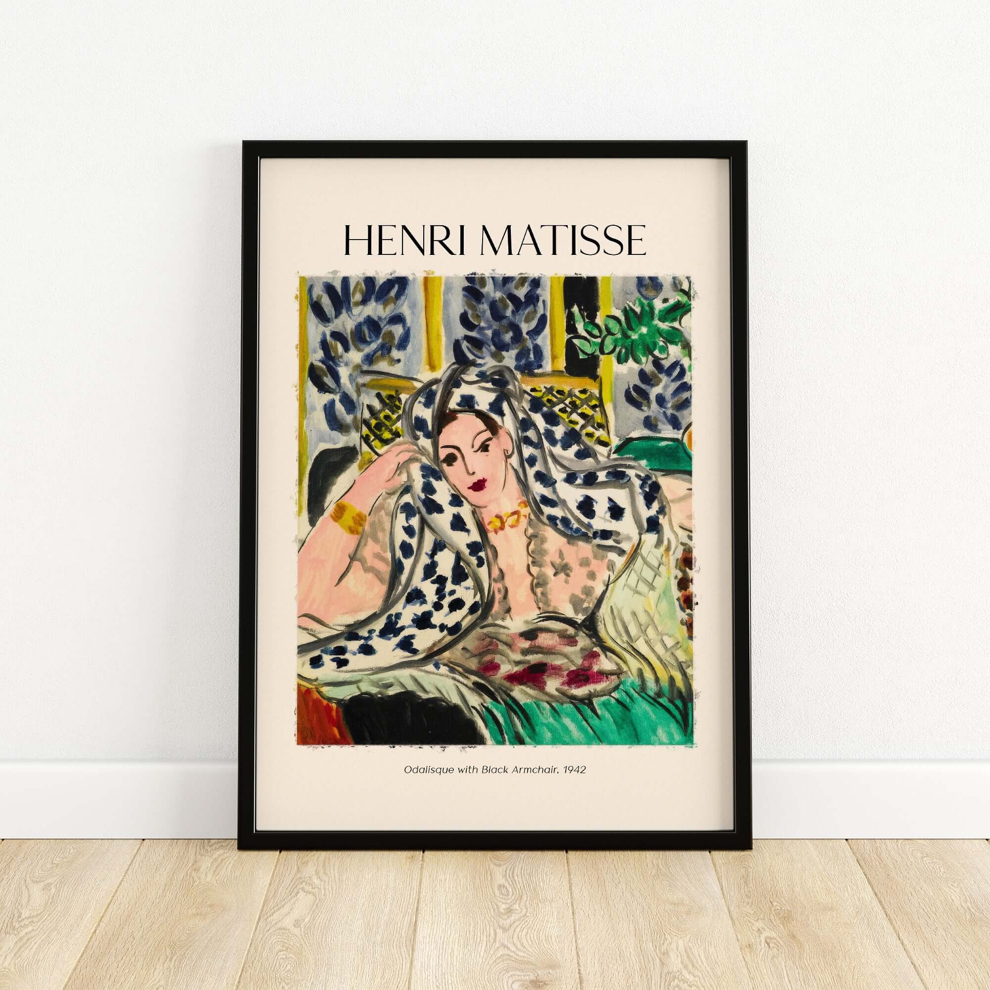 Matisse Poster - Odalisque with Black Armchair 1942 Art Print featuring vibrant colors and intricate patterns.