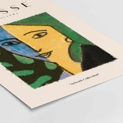 Matisse Art Prints - Split Face Blue Yellow Portrait Poster featuring abstract face design in blue, yellow, and green.