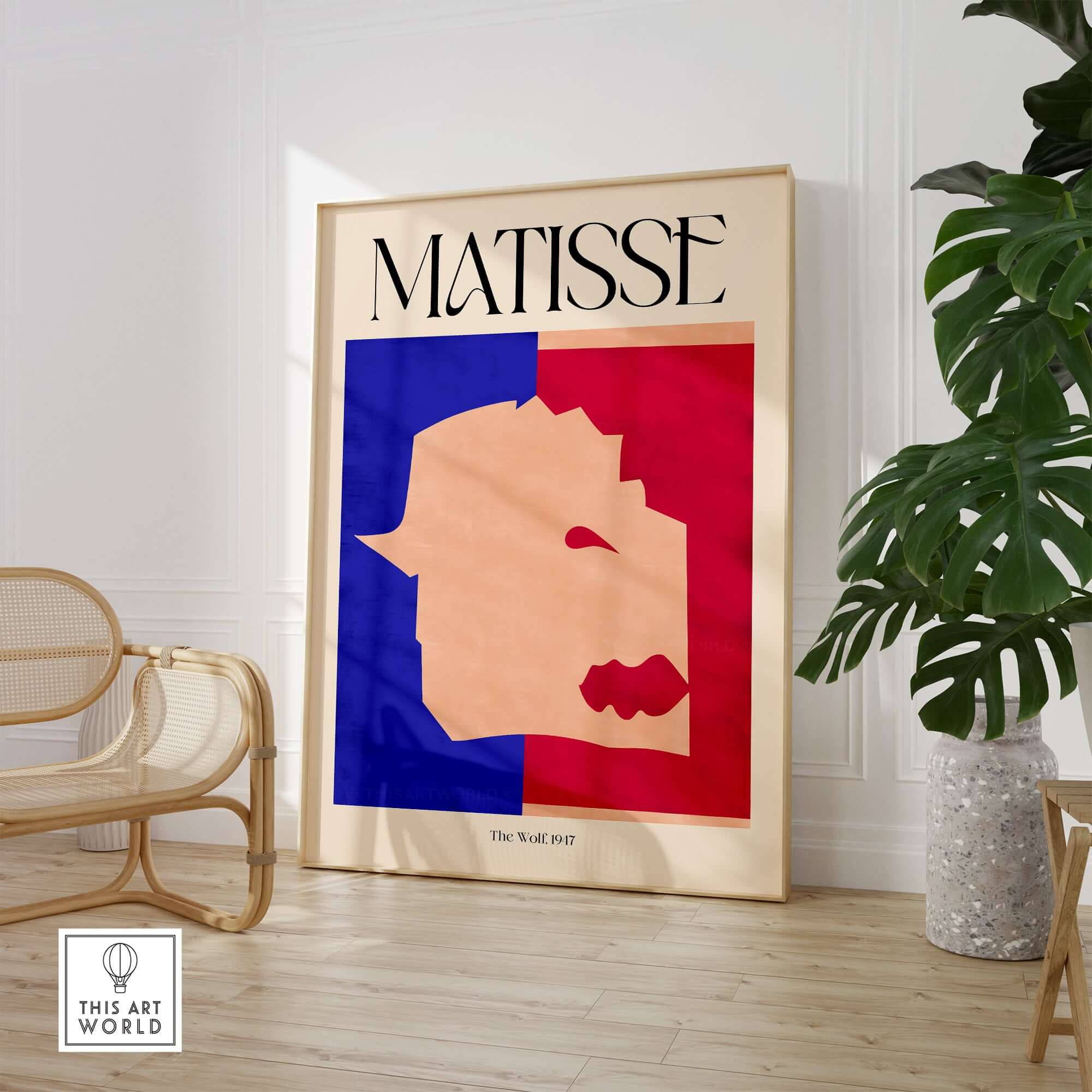 Matisse The Wolf 1947 Papiers Découpés Poster Print - Abstract art featuring a cut-out profile in bold colors.