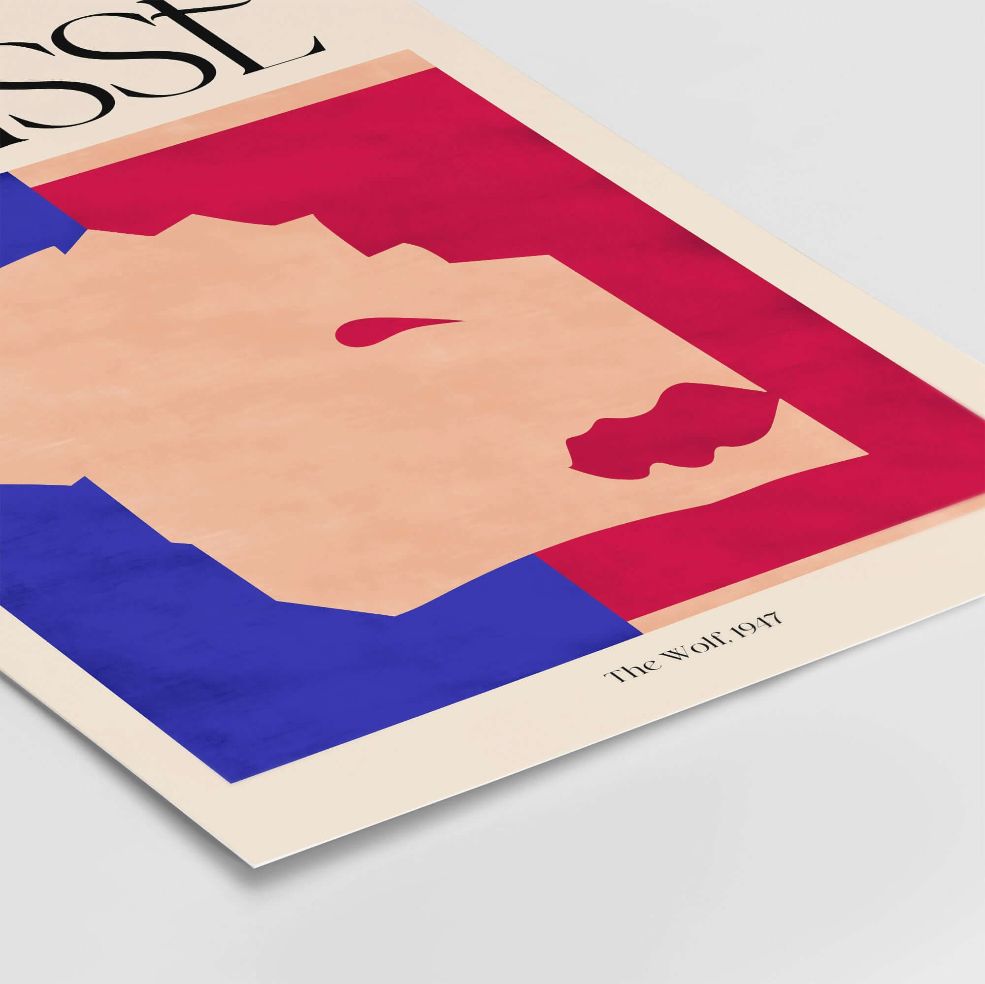 Matisse The Wolf 1947 Papiers Découpés Poster Print featuring abstract profile art with bold blue and red background.