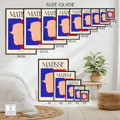 Matisse The Wolf 1947 Papiers Découpés Poster Print size guide showing various frame dimensions.