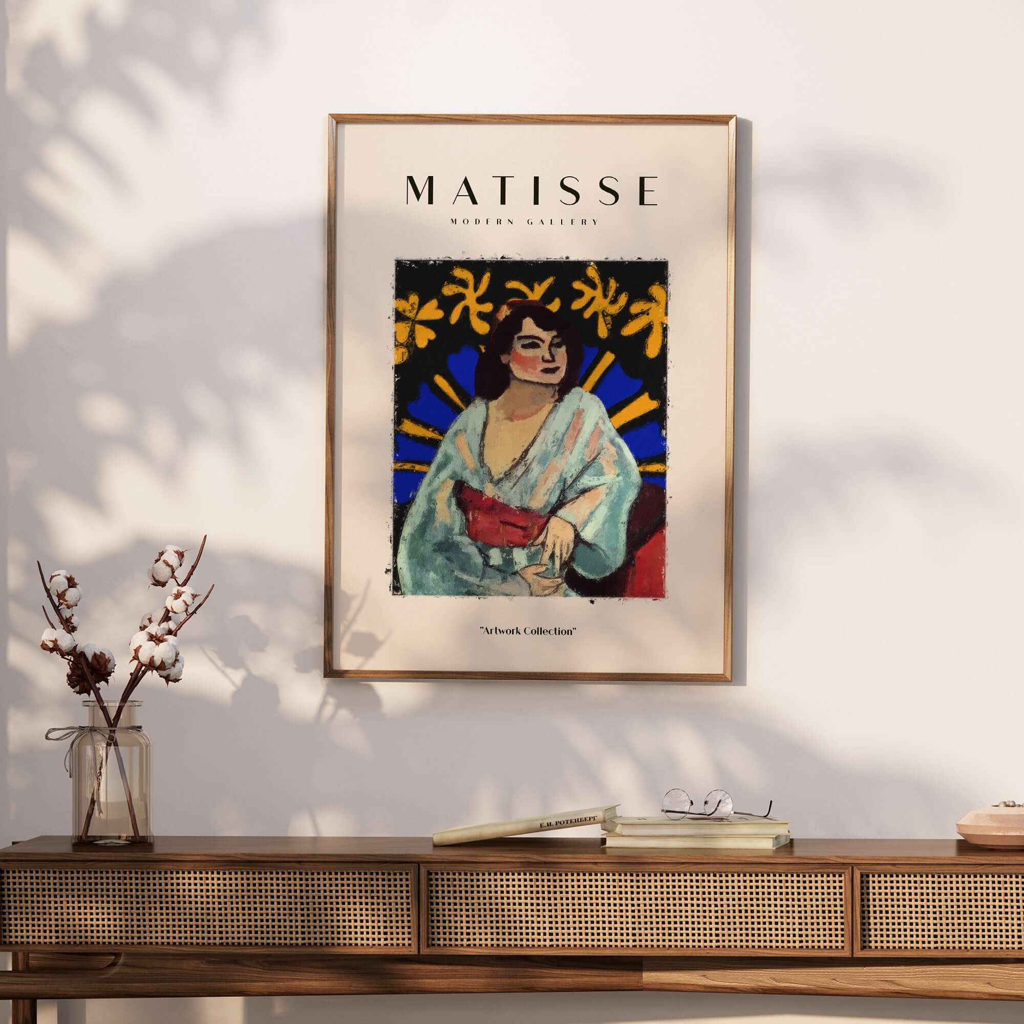 Matisse Art Prints -  Woman Robe Abstract Stained Glass Effect Poster displayed in a modern interior setting.