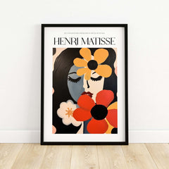 Matisse Art Prints -  Woman with Flowers Abstract Art Print featuring a colorful portrait with flowers.