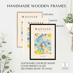 Matisse Art Prints - Abstract Vibrant Landscape Painterly Poster with handmade wooden frames in natural, white, and black.