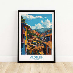 Medellin Wall Art Print - Colombia showcasing vibrant cityscape and colorful architecture.