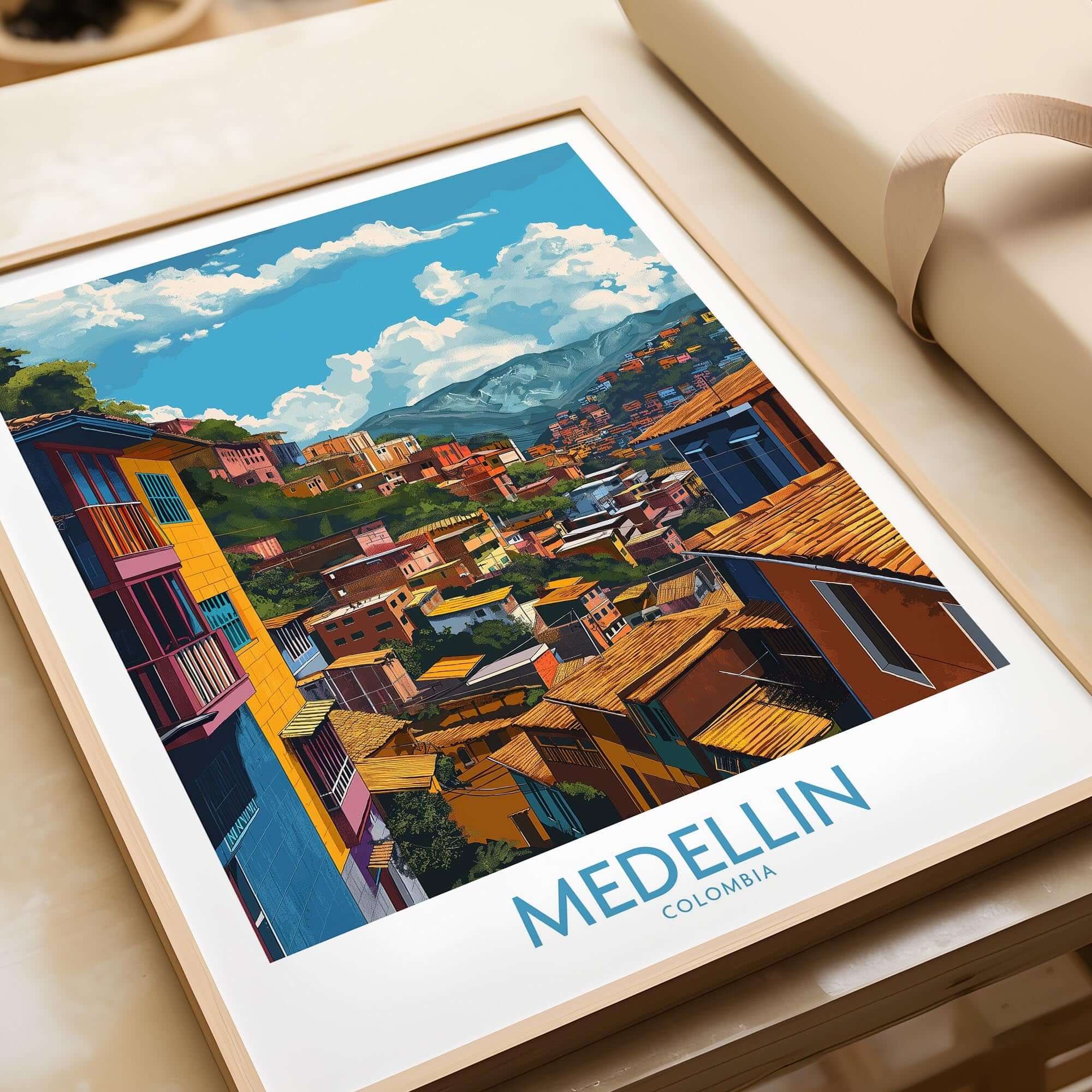 Medellin Wall Art Print - Colombia showcasing vibrant colors and stunning architecture of Medellin.