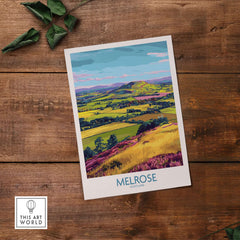 Melrose Scotland Eildon Hills Travel Print Scottish Borders Poster Landscape Wall Art