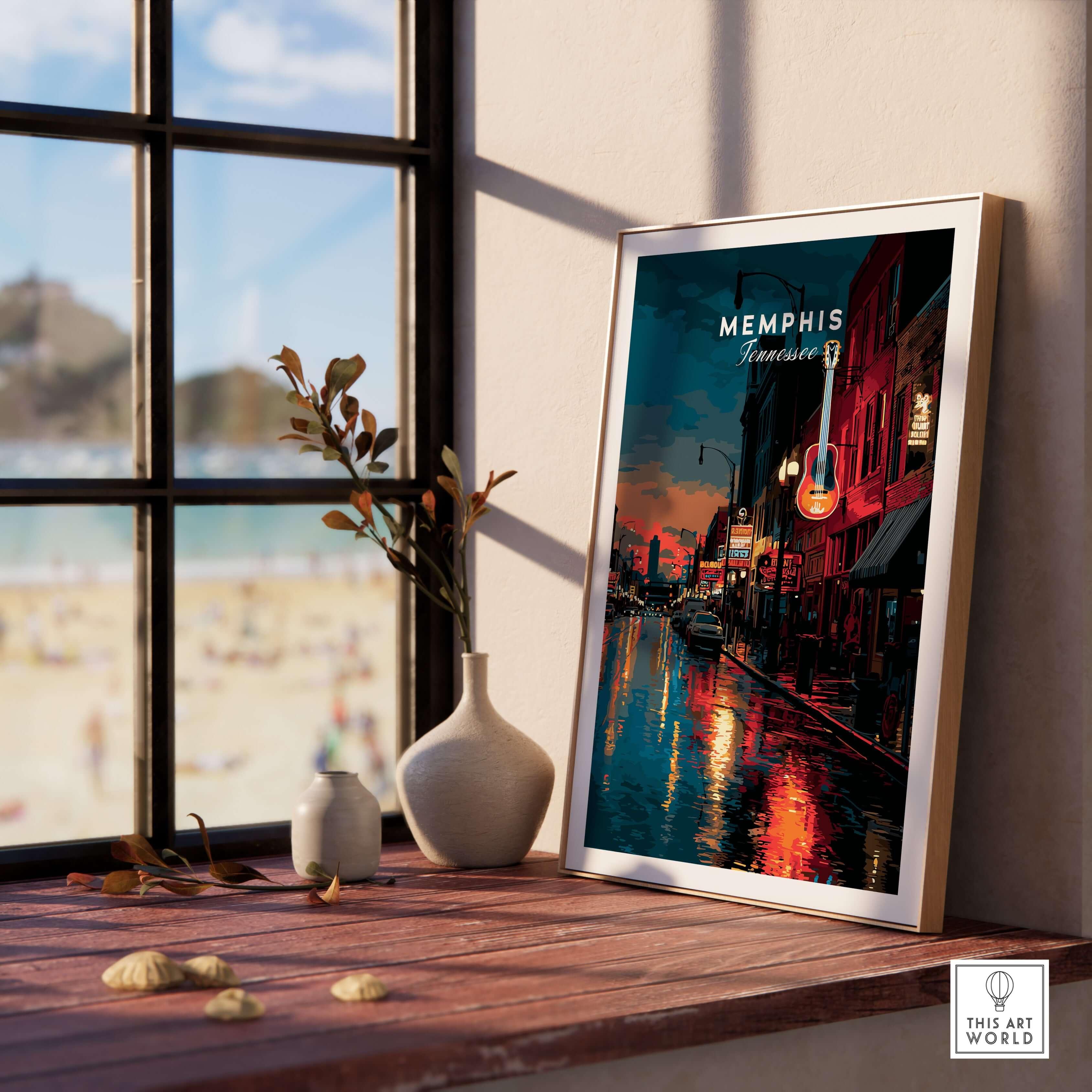 Memphis Beale Street Retro Cityscape Print – This Art World