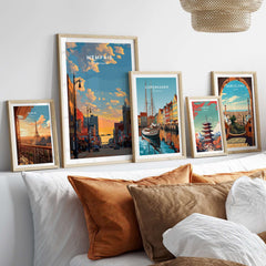Memphis Tennessee Travel Poster -  Street Scene Wall Art - Historic Building Poster displayed among other travel art.
