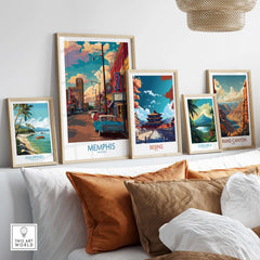 Memphis Tennessee Classic Americana Print - Southern City Decor showcased with other travel art prints.