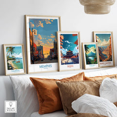Memphis Tennessee Poster - Iconic Architecture Print - Memphis Cityscape Decor in a stylish living room display.