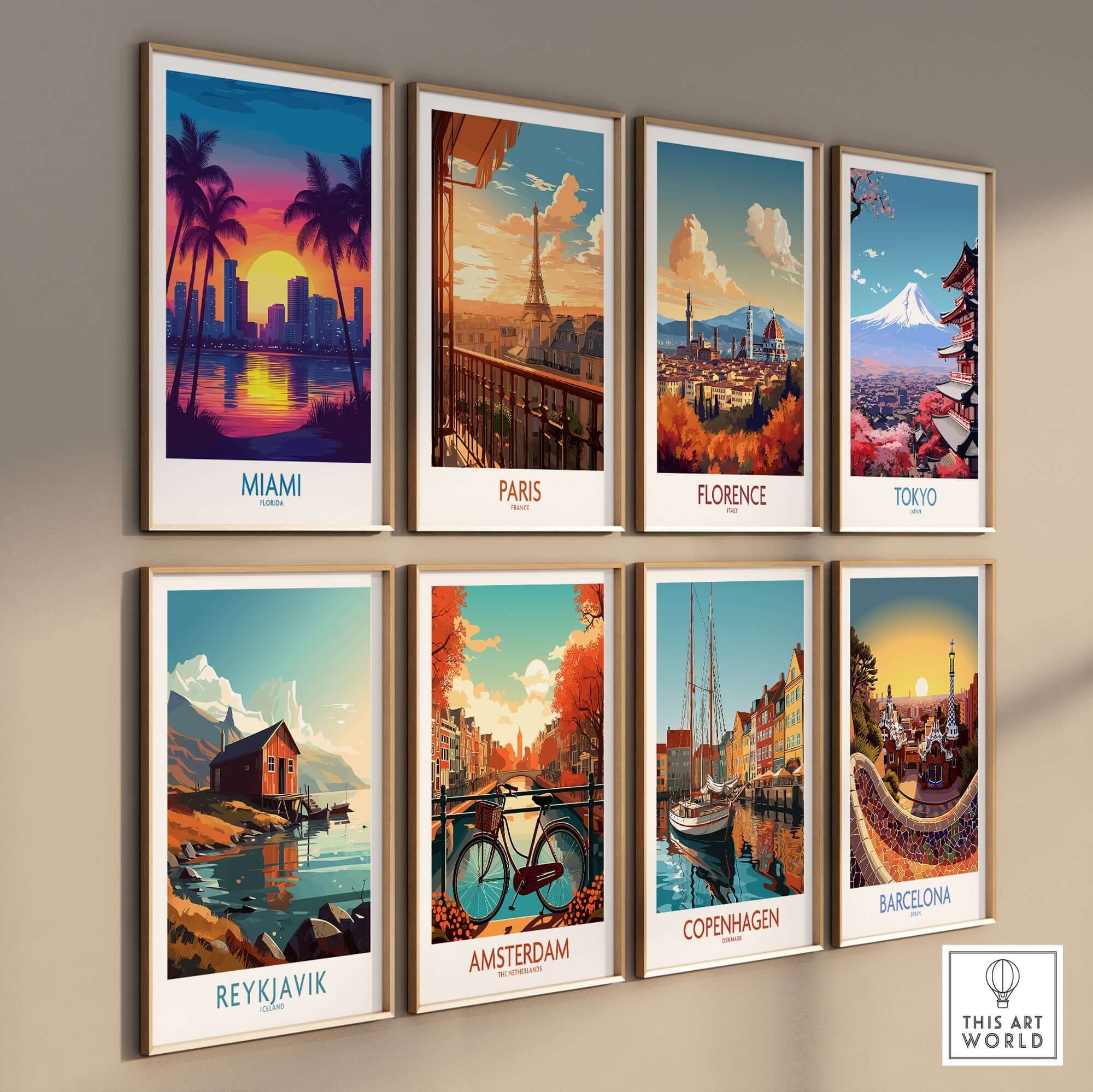 Miami Wall Art Print showcasing vibrant tropical scenes and iconic landmarks for a lively home decor.