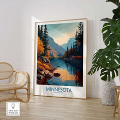 Minnesota Wilderness Print - United States Travel Decor in a stylish home setting with vibrant landscapes.