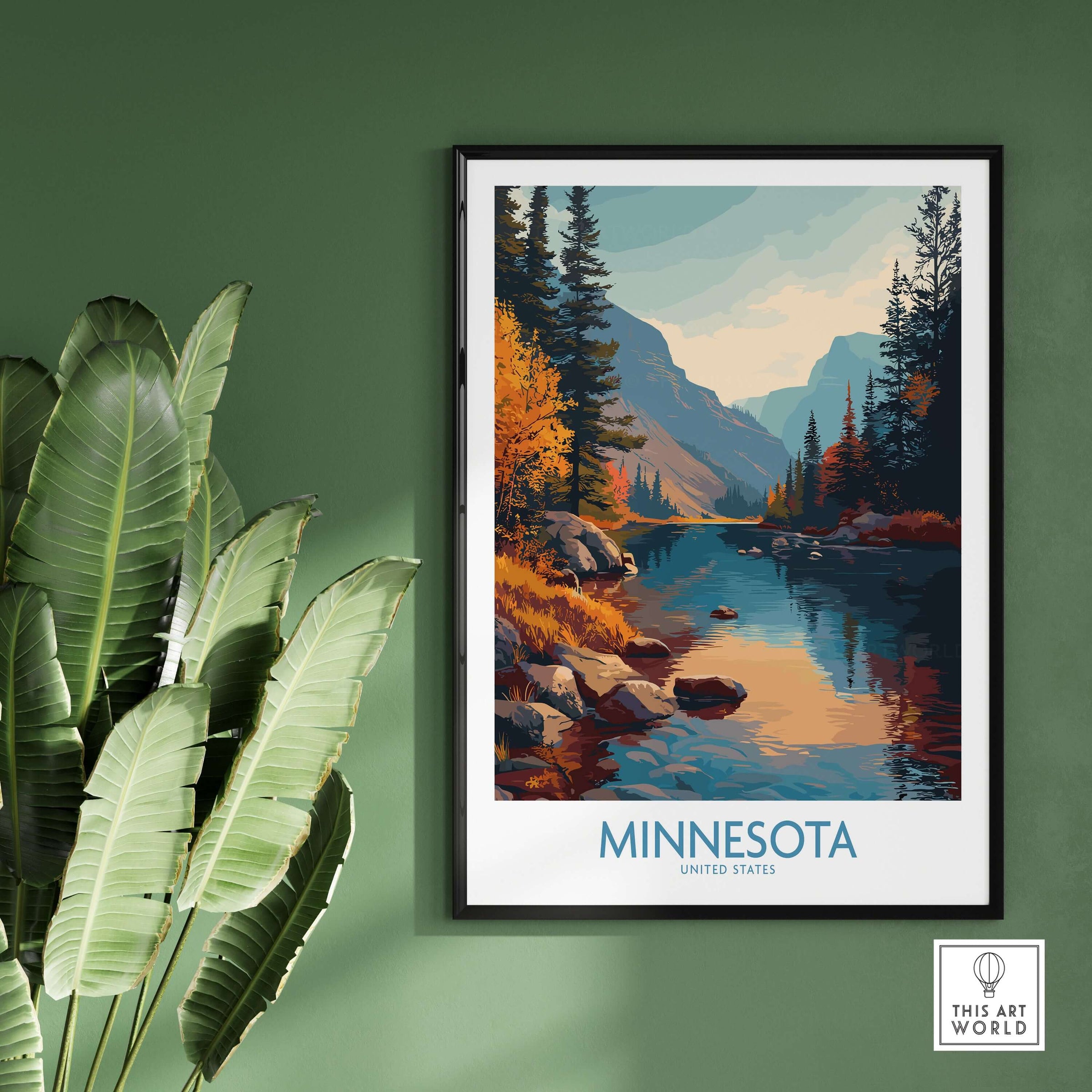 Minnesota Wilderness Print - United States Travel Decor featuring vibrant nature scenery.