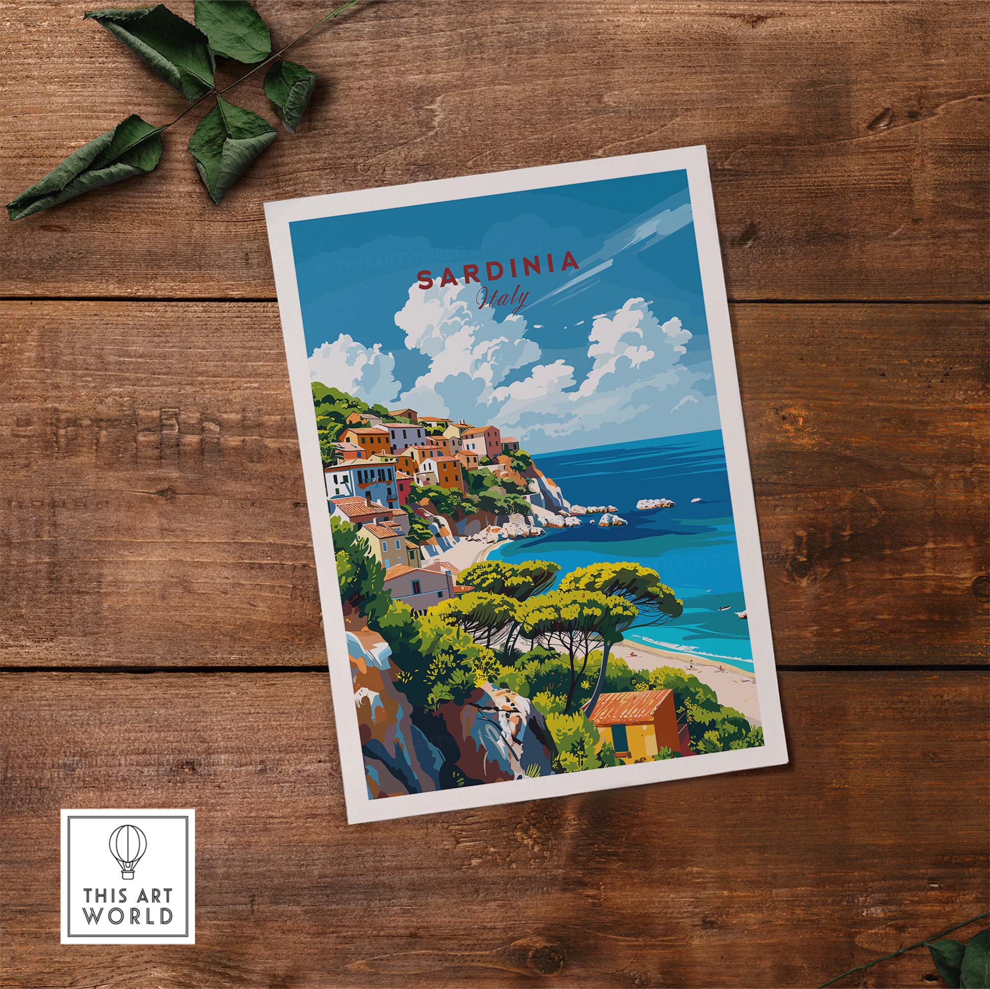 Modern Sardinia Poster Captivating Views of Italy´s Scenic Island showcasing picturesque coastal landscape.