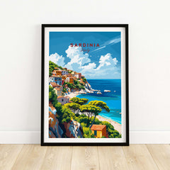 Modern Sardinia Poster Captivating Views of Italy´s Scenic Island showcasing beautiful coastal landscape.