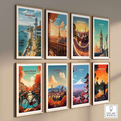 Mombasa Kenya Old Town Print - Historic Coastal City Poster displayed in a gallery wall of travel posters.