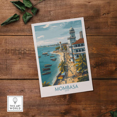 Mombasa Kenya Wall Art - Swahili Coast Travel Decor showcasing vibrant coastal scenery and culture.