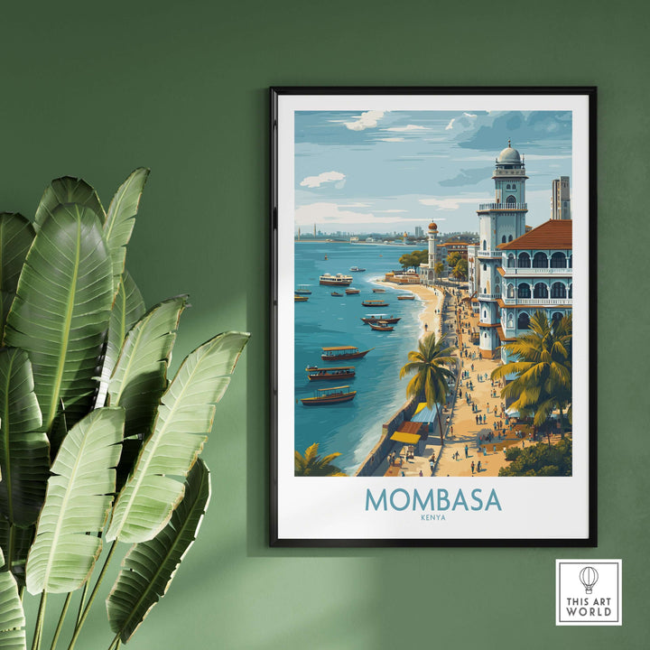 Mombasa Kenya wall art depicting the Swahili Coast, adding exotic elegance to your home decor.