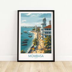 Mombasa Kenya Wall Art - Swahili Coast Travel Decor showcasing the stunning coastline and vibrant culture.