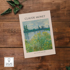 Monet Banks of the Seine Vétheuil River Landscape Art Print Poster showcasing serene Impressionist scene.