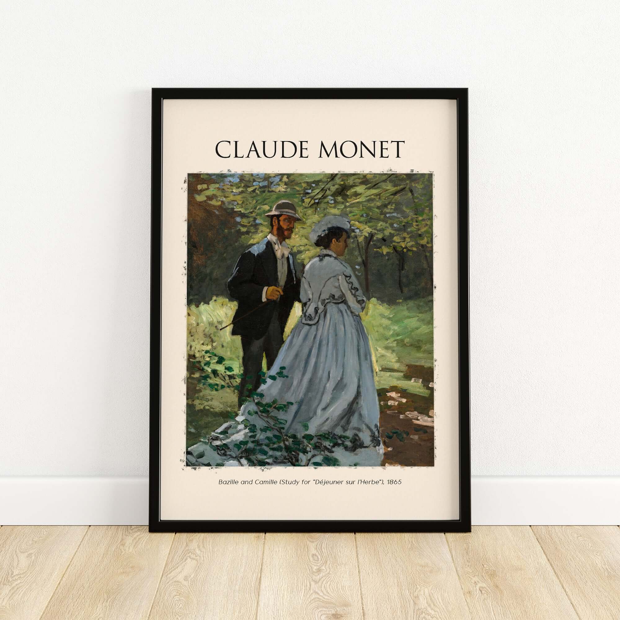 Monet Bazille and Camille Déjeuner sur l Herbe Study Impressionist Poster Art Print featuring 1865 woodland scene.