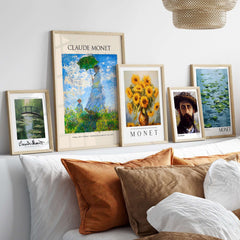 Monet Woman with Parasol Madame Monet Son Impressionist Art Print Poster displayed among other art prints